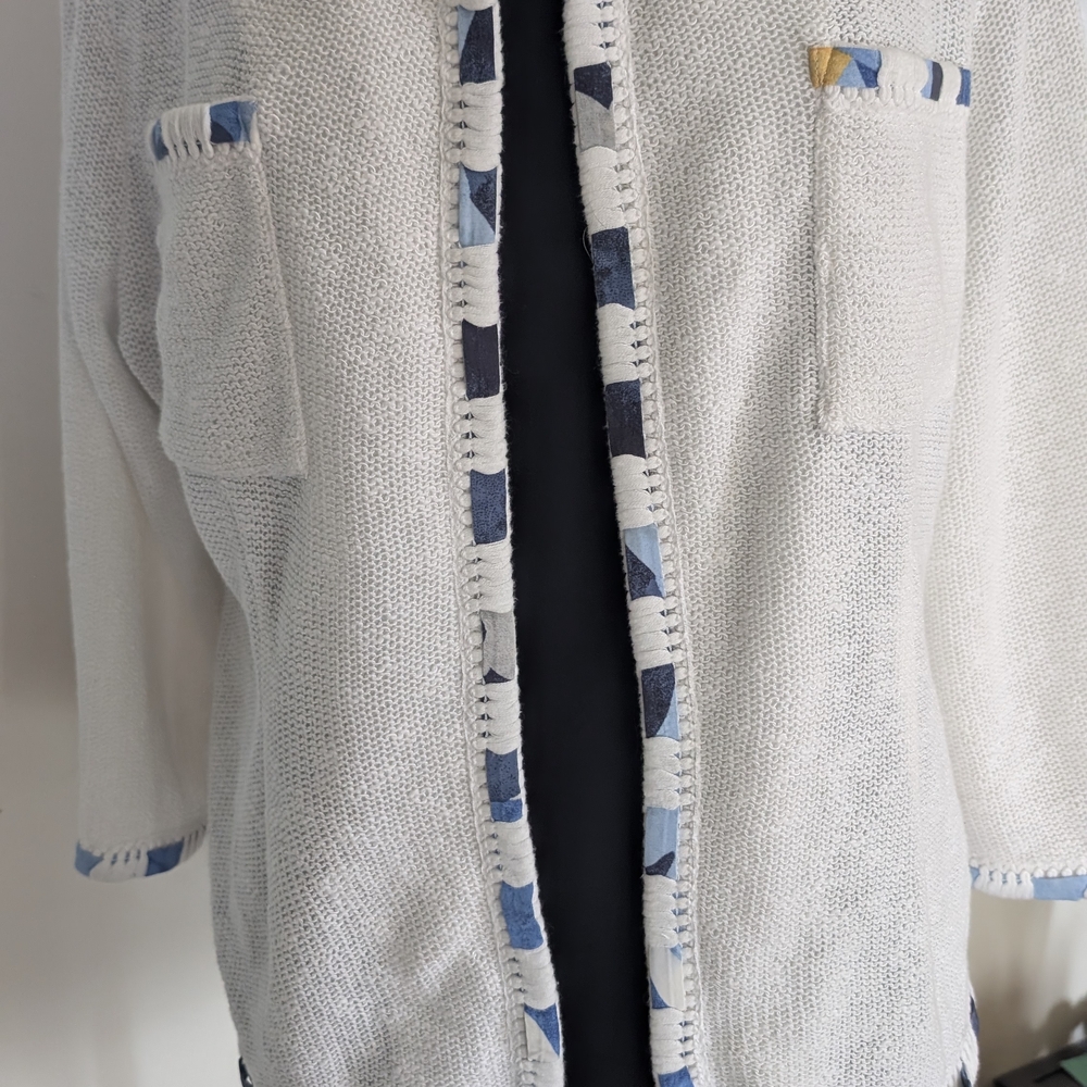 NIC+ZOE White and Blue Cardigan